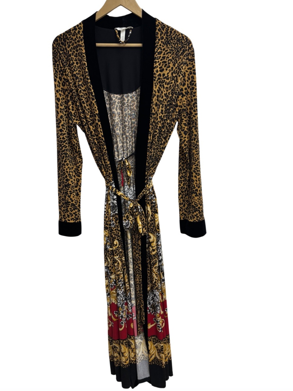 Soma | Leopard Print Long Robe Duster Cardigan L/XL Animal Print Loungewear 55" - Picture 3 of 5